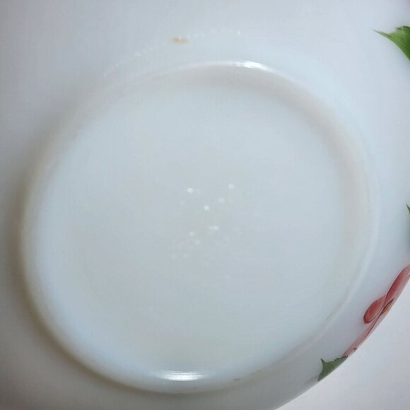 Fire King Hand-Painted Milk Glass Mixing Bowl With Pink Floral Design VTG - Picture 9 of 11